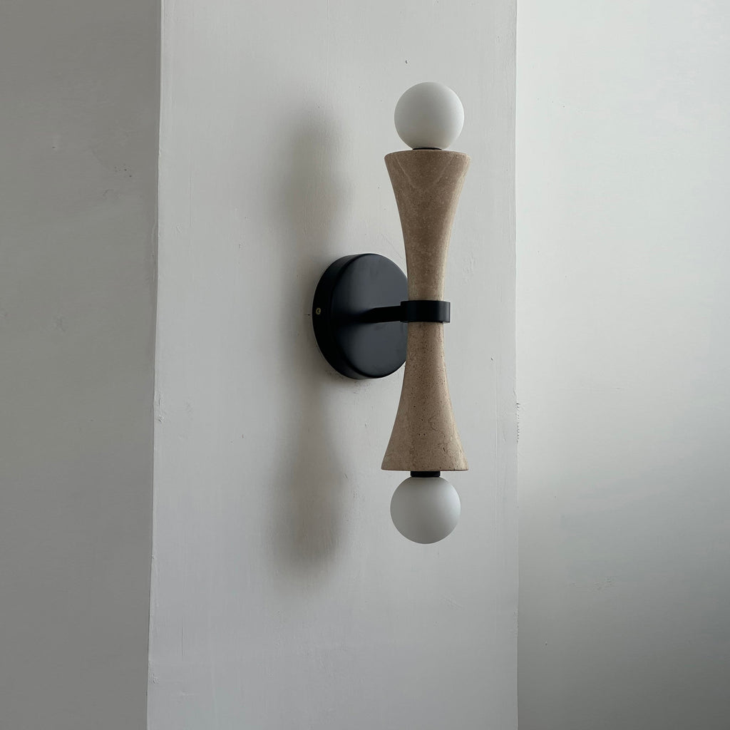 Aura Lampe Murale En Travertin Et Verre Minimaliste Moderne - Neutralighting