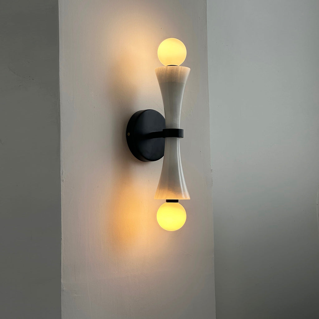 Aura Lampe Murale En Travertin Et Verre Minimaliste Moderne - Neutralighting