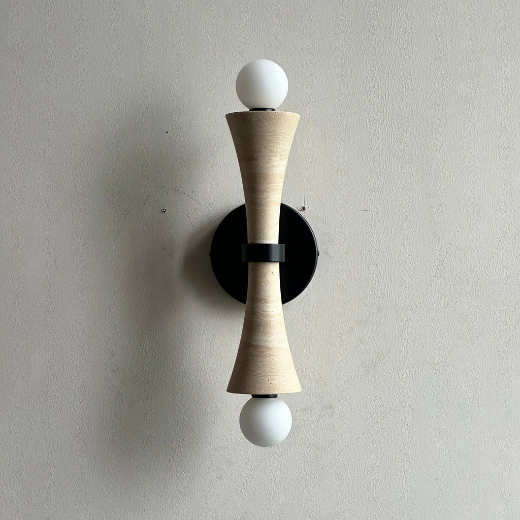 Aura Lampe Murale En Travertin Et Verre Minimaliste Moderne - Neutralighting