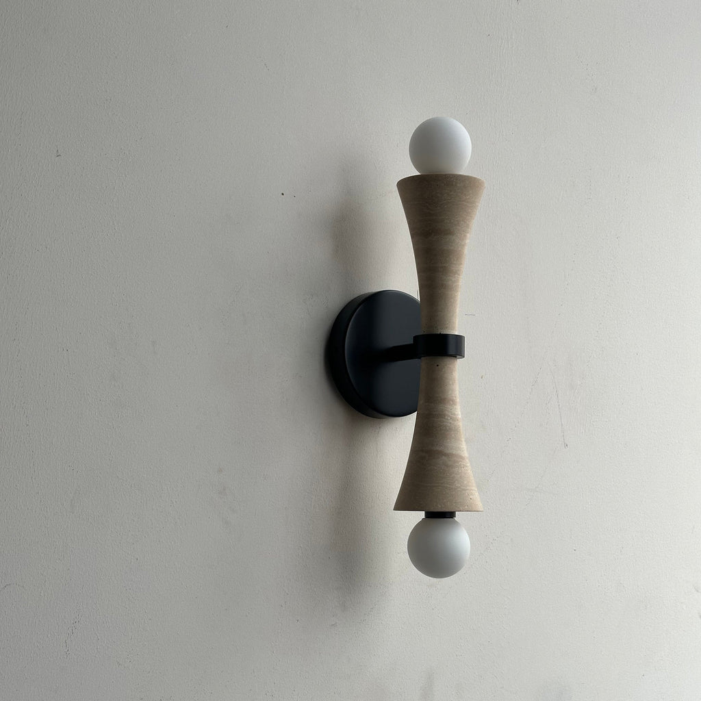 Aura Lampe Murale En Travertin Et Verre Minimaliste Moderne - Neutralighting