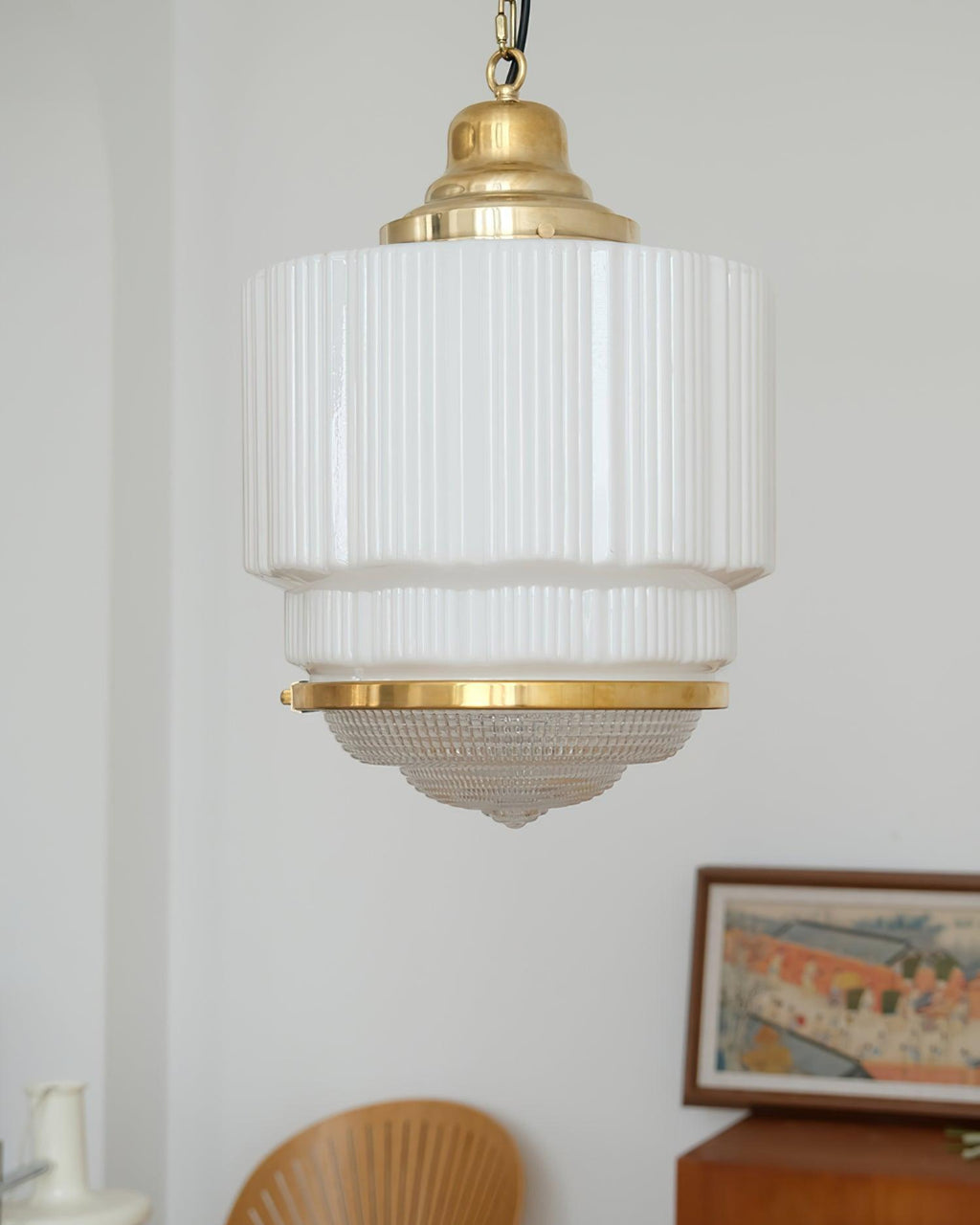 Lustra Suspension Laiton Verre Cannelé - Neutralighting