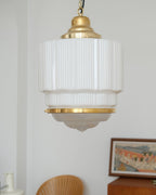 Lustra Suspension Laiton Verre Cannelé - Neutralighting