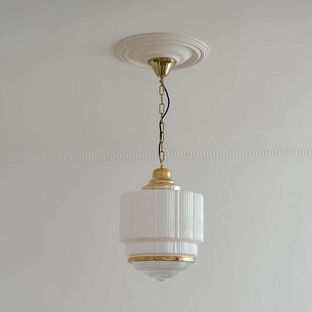 Lustra Suspension Laiton Verre Cannelé - Neutralighting