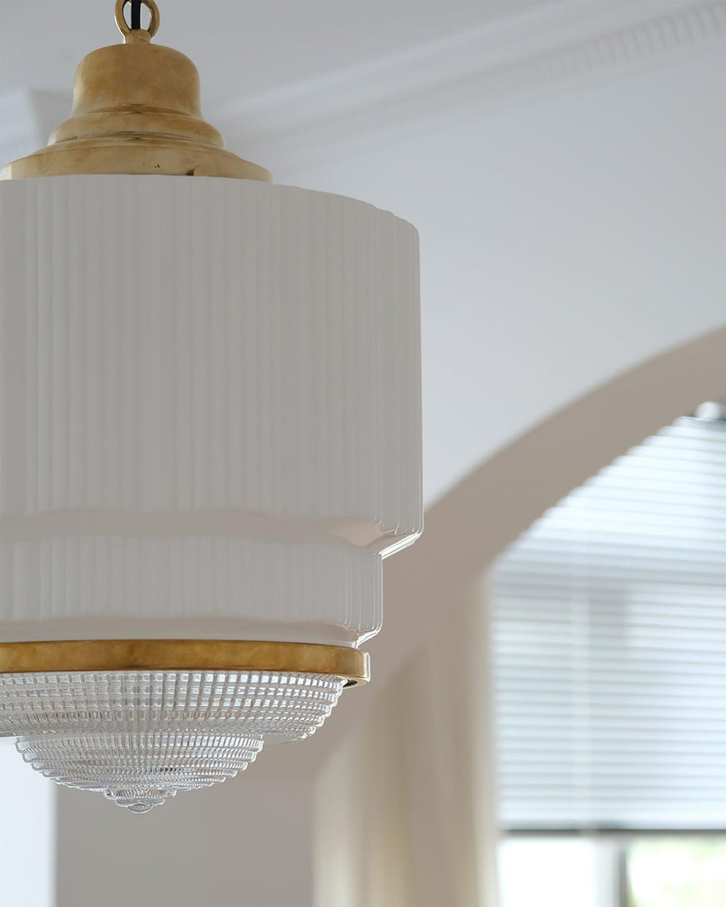 Lustra Suspension Laiton Verre Cannelé - Neutralighting