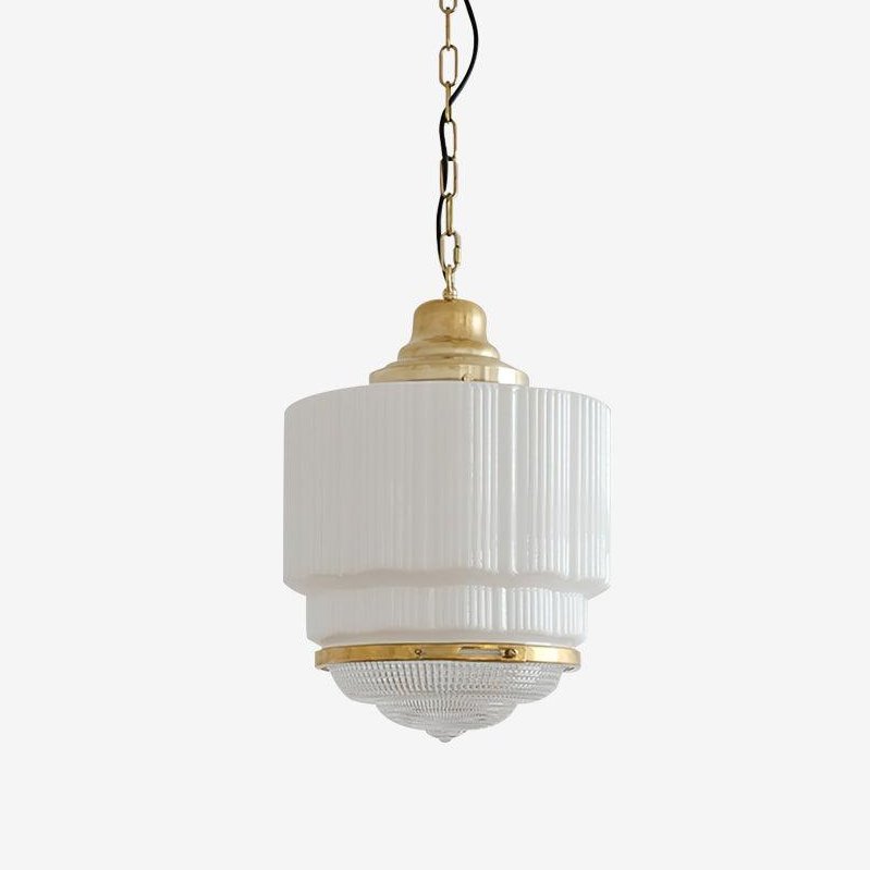 Lustra Suspension Laiton Verre Cannelé - Neutralighting
