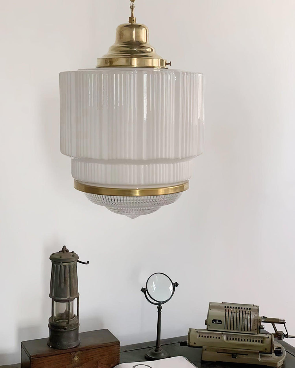 Lustra Suspension Laiton Verre Cannelé - Neutralighting