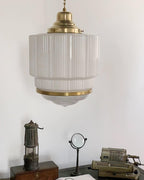 Lustra Suspension Laiton Verre Cannelé - Neutralighting