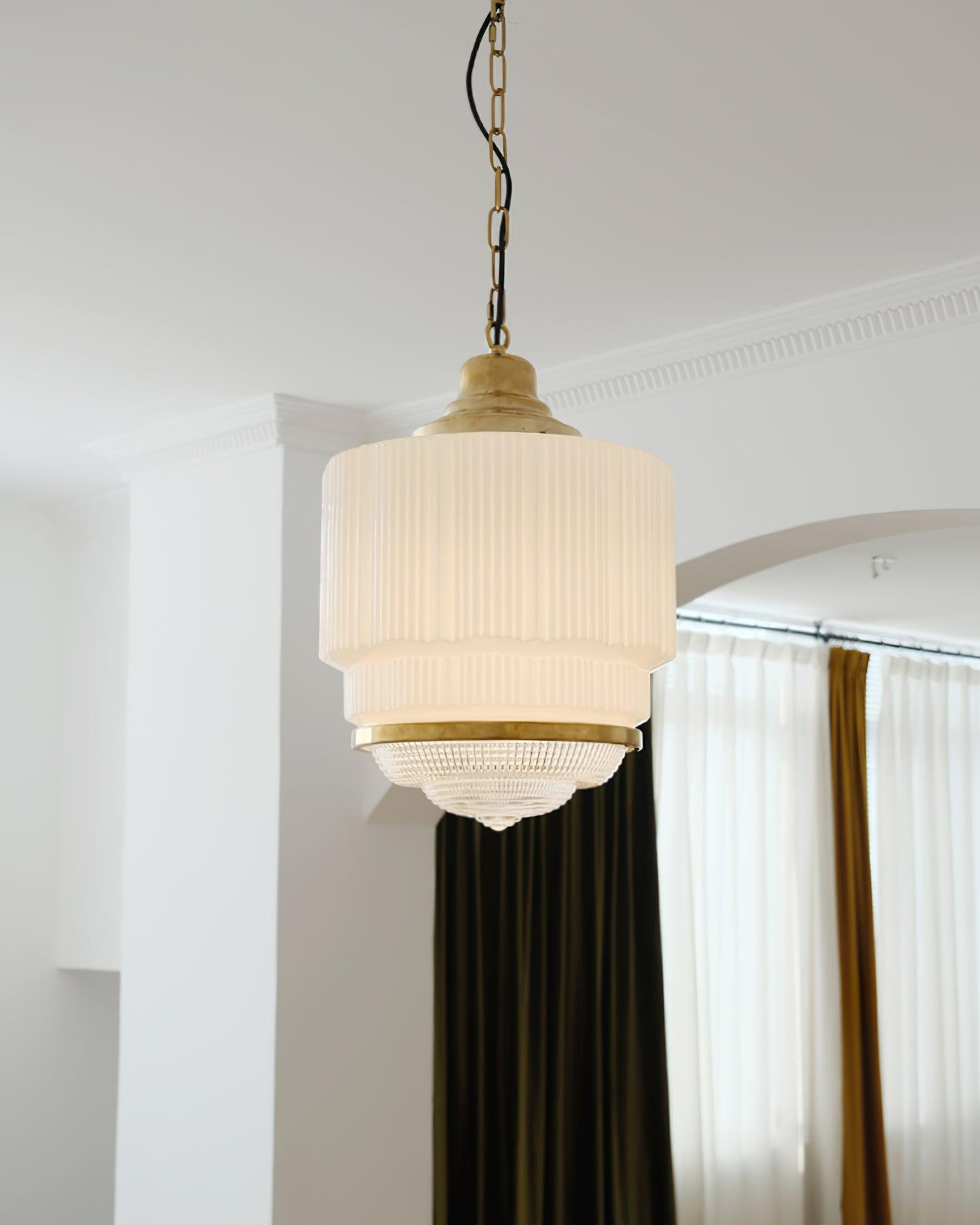 Lustra Suspension Laiton Verre Cannelé - Neutralighting