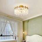 Lustra Chandelier en Verre Pétales avec Cadre Doré Rond - Neutralighting