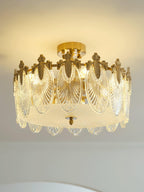 Lustra Chandelier en Verre Pétales avec Cadre Doré Rond - Neutralighting