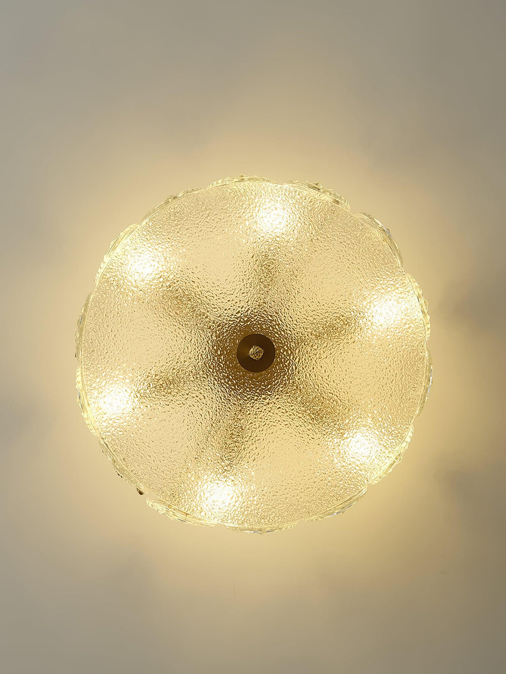 Lustra Chandelier en Verre Pétales avec Cadre Doré Rond - Neutralighting