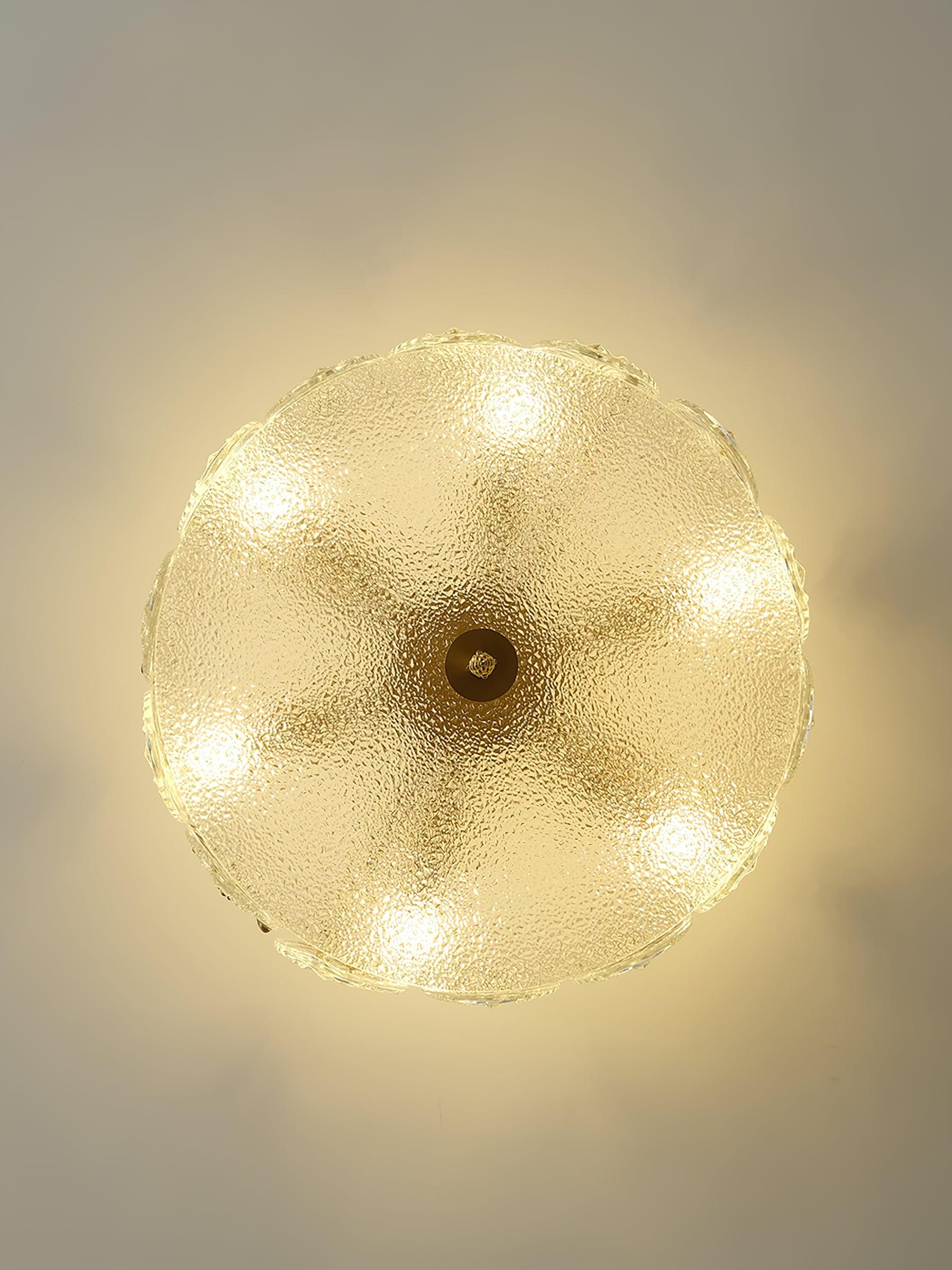 Lustra Chandelier en Verre Pétales avec Cadre Doré Rond - Neutralighting