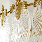 Lustra Chandelier en Verre Pétales avec Cadre Doré Rond - Neutralighting