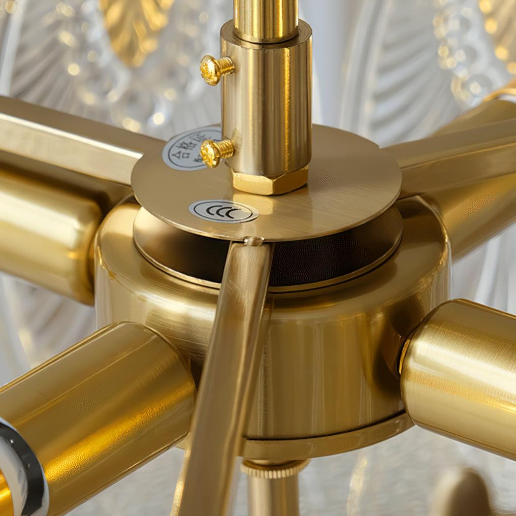Lustra Chandelier en Verre Pétales avec Cadre Doré Rond - Neutralighting