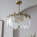 Lustra Chandelier en Verre Pétales avec Cadre Doré Rond - Neutralighting