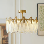 Lustra Chandelier en Verre Pétales avec Cadre Doré Rond - Neutralighting