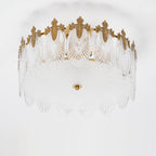 Lustra Chandelier en Verre Pétales avec Cadre Doré Rond - Neutralighting