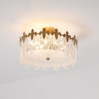 Lustra Chandelier en Verre Pétales avec Cadre Doré Rond - Neutralighting
