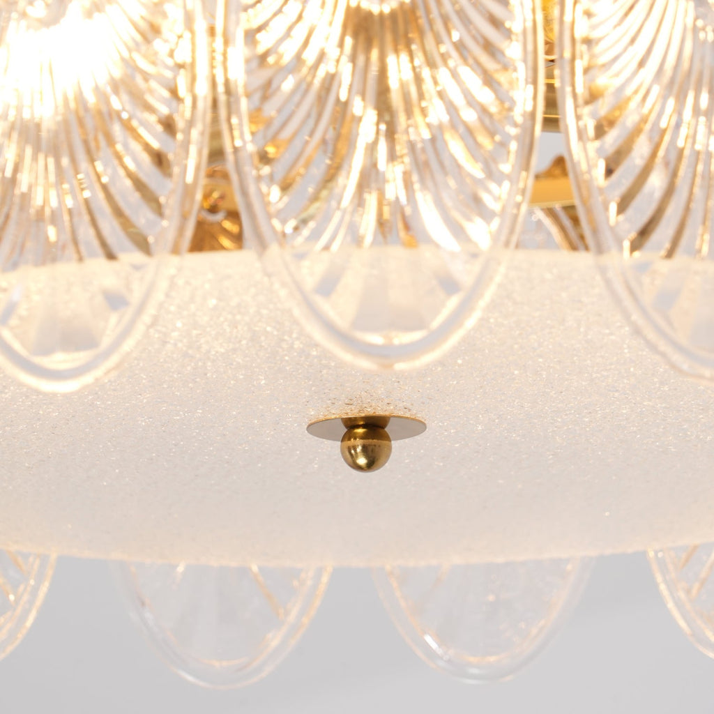 Lustra Chandelier en Verre Pétales avec Cadre Doré Rond - Neutralighting