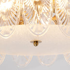 Lustra Chandelier en Verre Pétales avec Cadre Doré Rond - Neutralighting