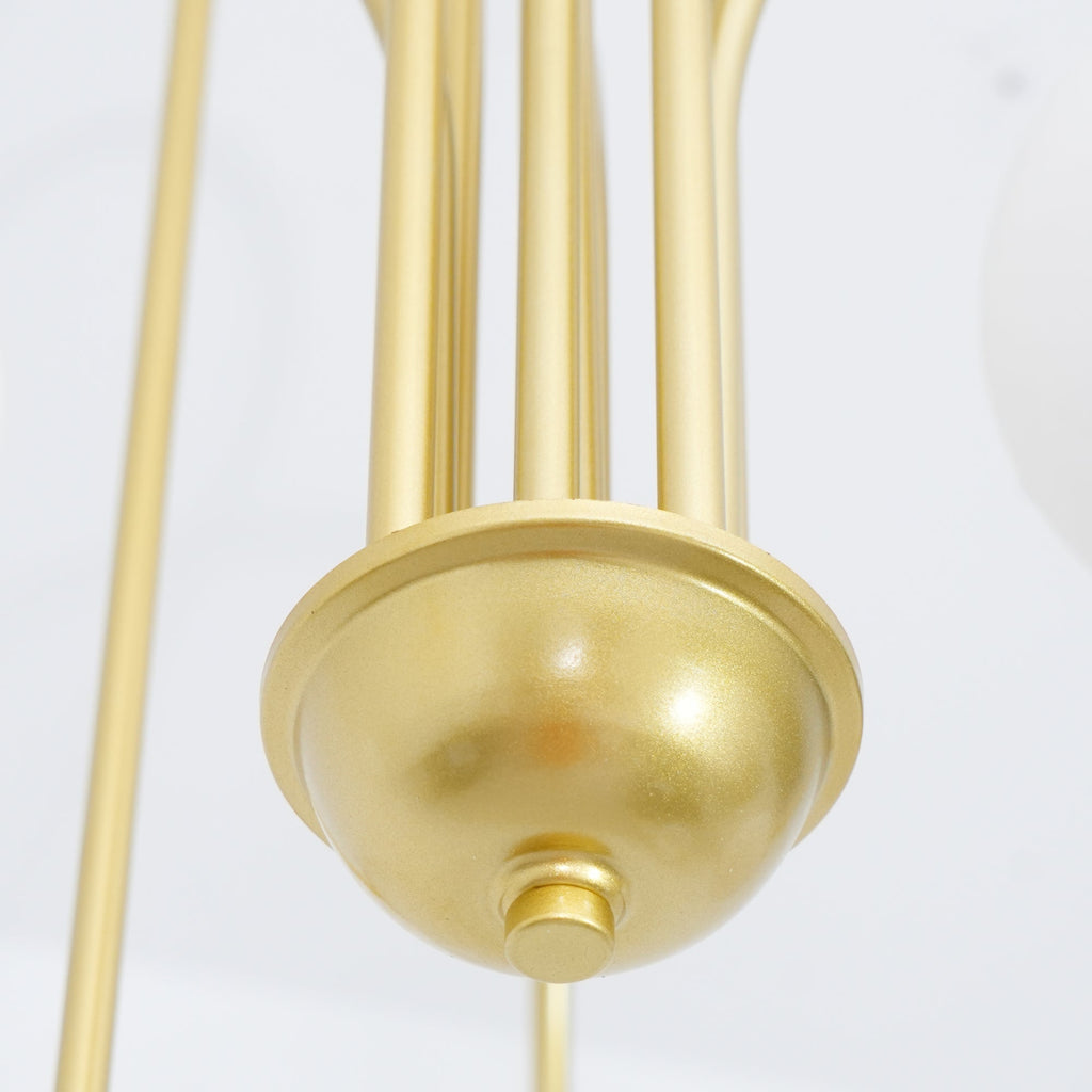 Lustra Lustre Laiton Bras Courbés Blanc Globe - Neutralighting