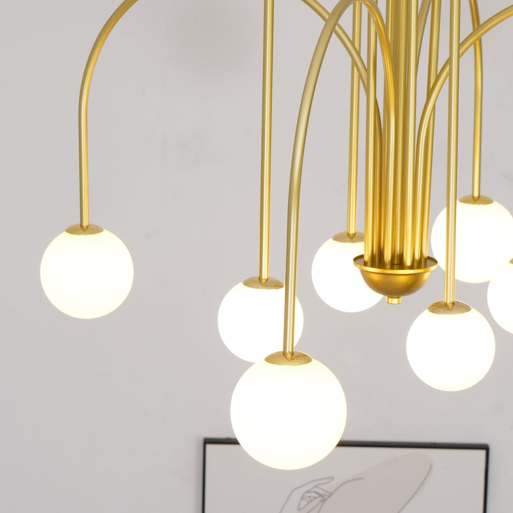 Lustra Lustre Laiton Bras Courbés Blanc Globe - Neutralighting