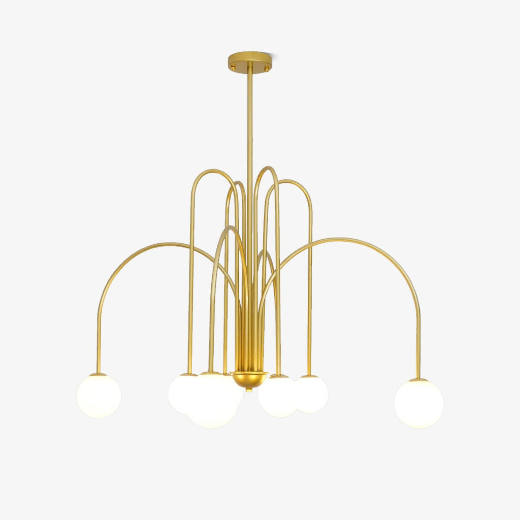 Lustra Lustre Laiton Bras Courbés Blanc Globe - Neutralighting