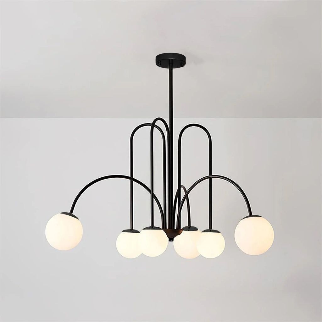 Lustra Lustre Laiton Bras Courbés Blanc Globe - Neutralighting