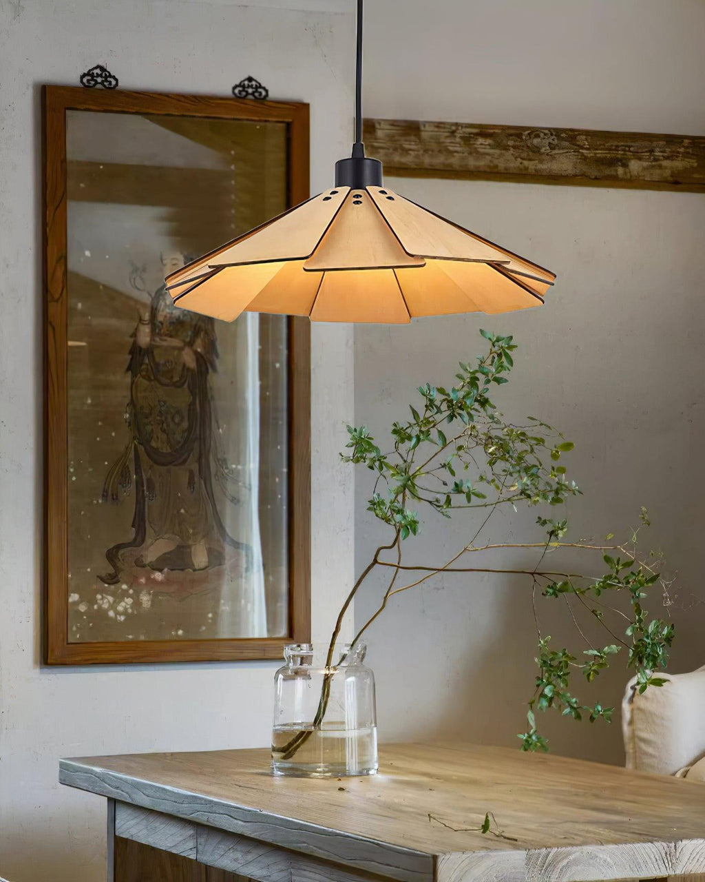 Delfina Lampe Suspendue Panneau en Bois Wabi-Sabi Organique - Neutralighting