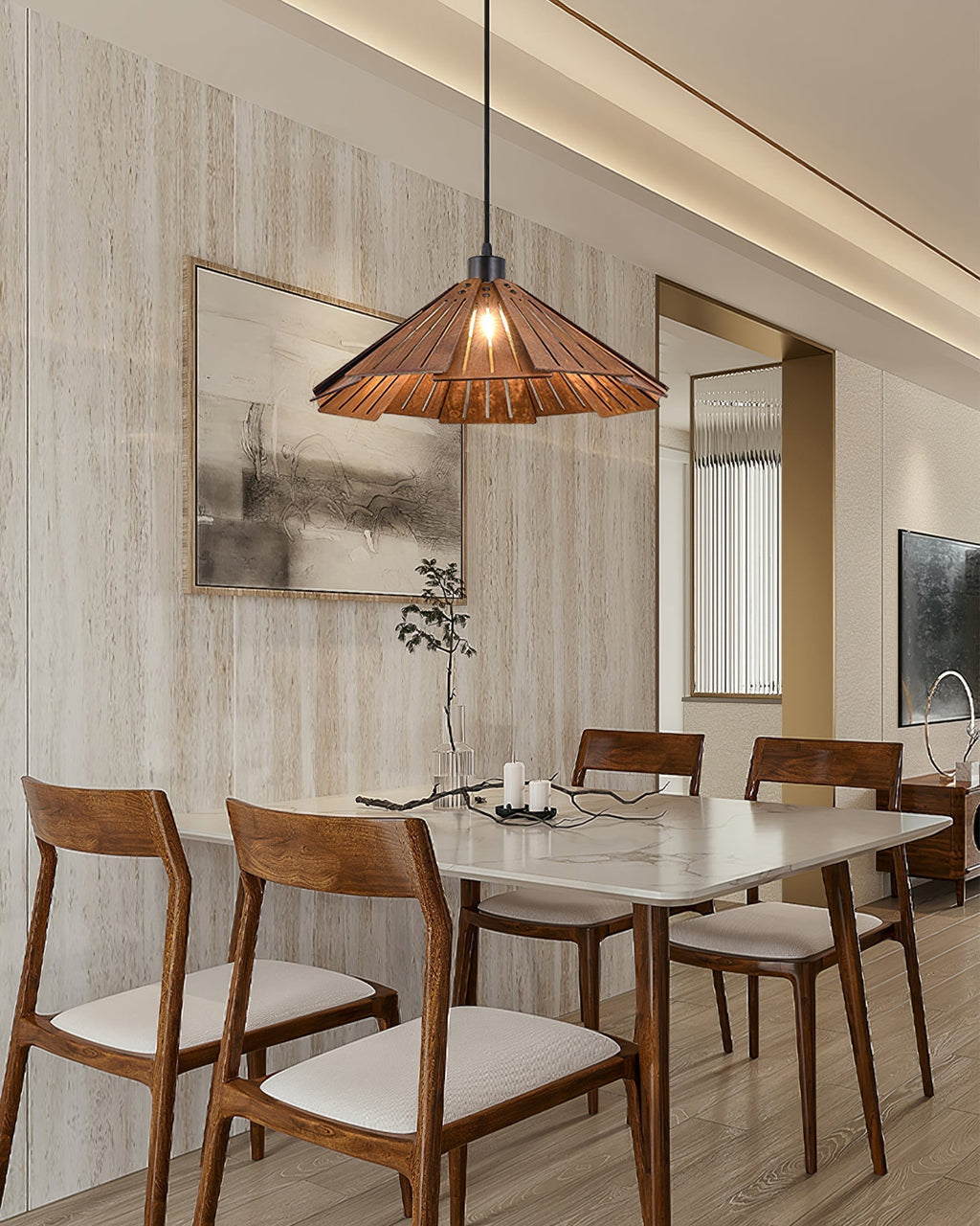 Delfina Lampe Suspendue Panneau en Bois Wabi-Sabi Organique - Neutralighting