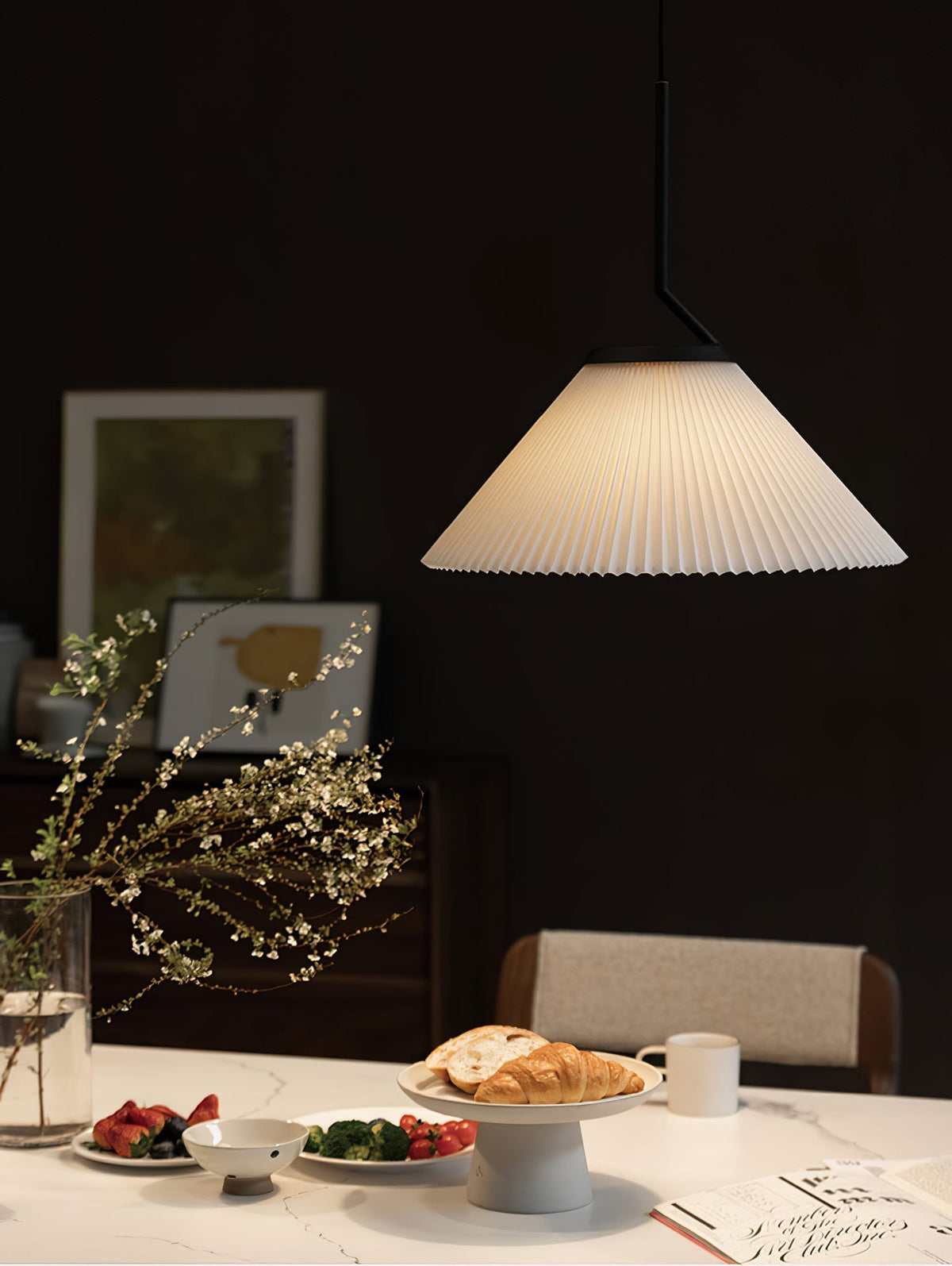 Knell Lampe Pendante en Métal Noir Plastique Plissée Minimaliste Moderne - Neutralighting