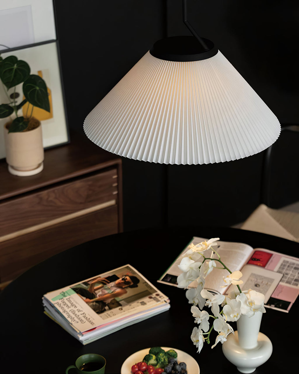 Knell Lampe Pendante en Métal Noir Plastique Plissée Minimaliste Moderne - Neutralighting