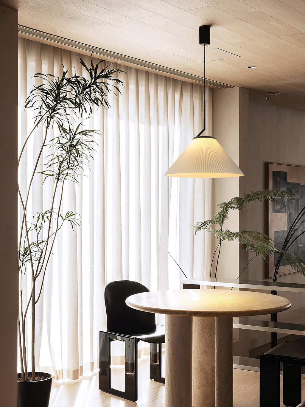 Knell Lampe Pendante en Métal Noir Plastique Plissée Minimaliste Moderne - Neutralighting