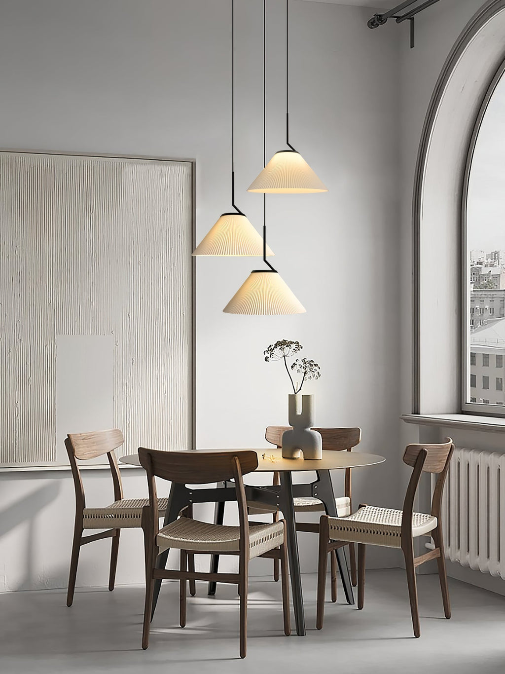 Knell Lampe Pendante en Métal Noir Plastique Plissée Minimaliste Moderne - Neutralighting