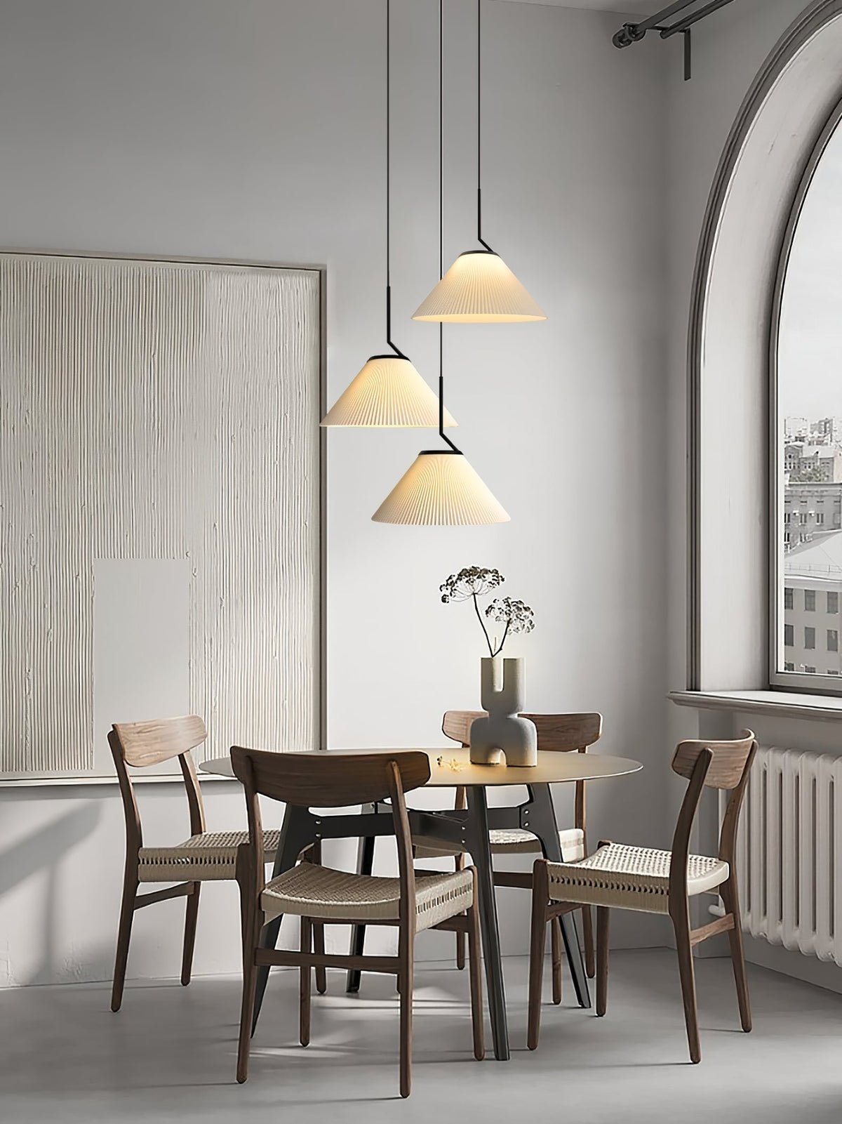 Knell Lampe Pendante en Métal Noir Plastique Plissée Minimaliste Moderne - Neutralighting