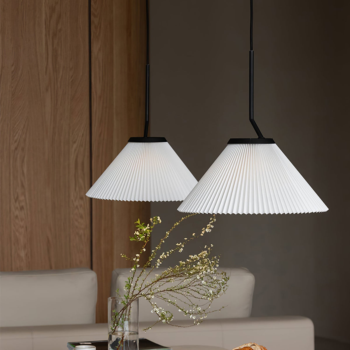 Knell Lampe Pendante en Métal Noir Plastique Plissée Minimaliste Moderne - Neutralighting