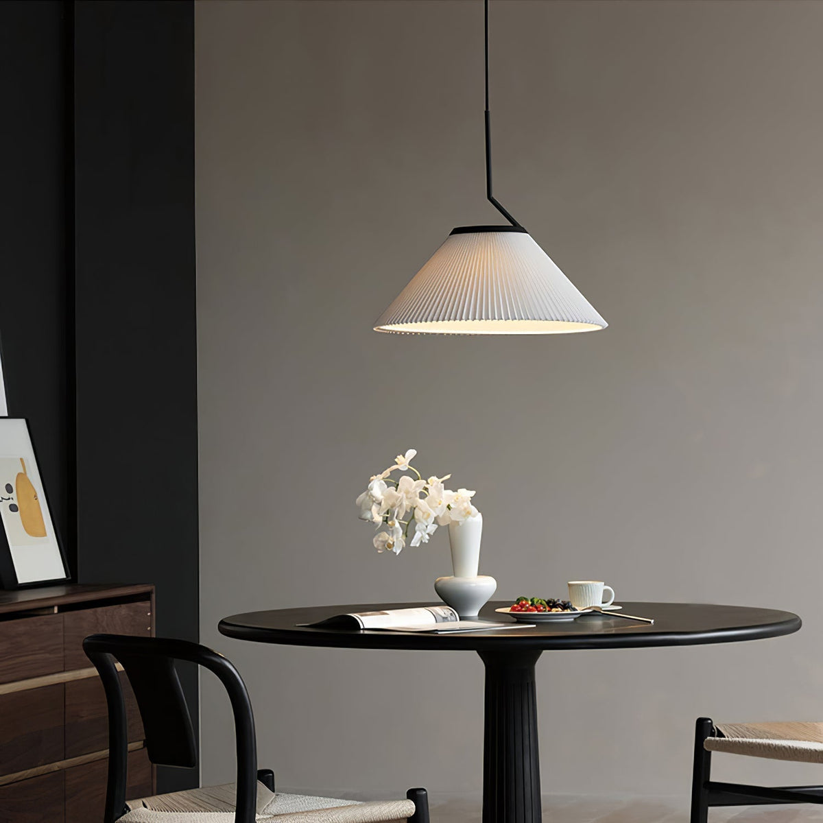 Knell Lampe Pendante en Métal Noir Plastique Plissée Minimaliste Moderne - Neutralighting