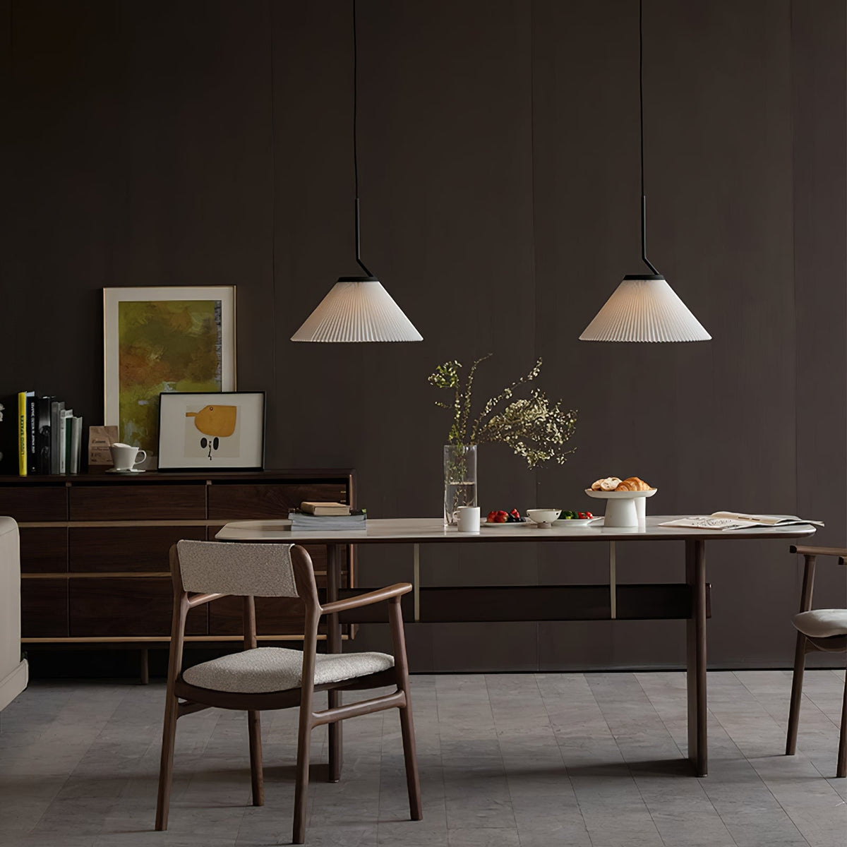 Knell Lampe Pendante en Métal Noir Plastique Plissée Minimaliste Moderne - Neutralighting