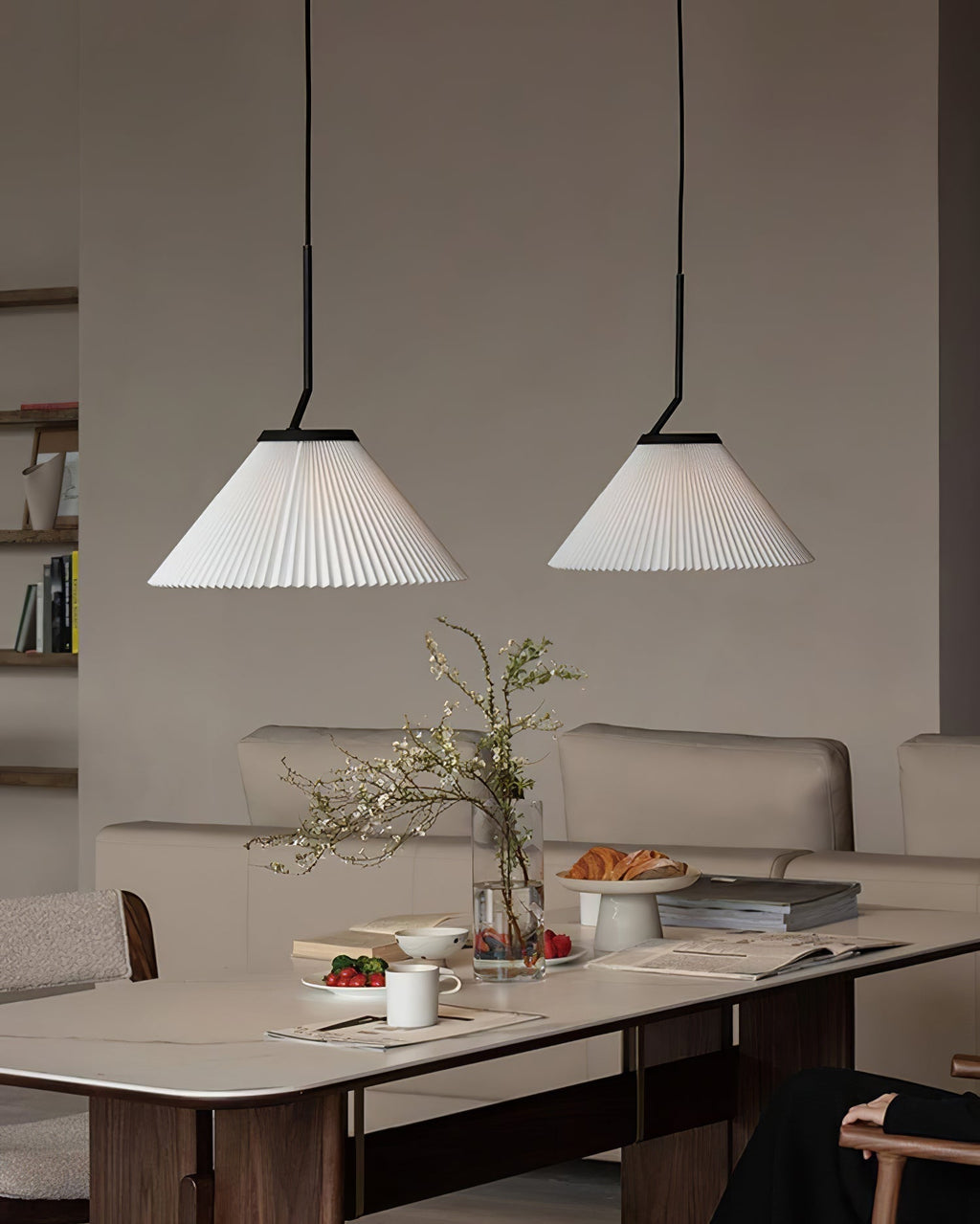 Knell Lampe Pendante en Métal Noir Plastique Plissée Minimaliste Moderne - Neutralighting