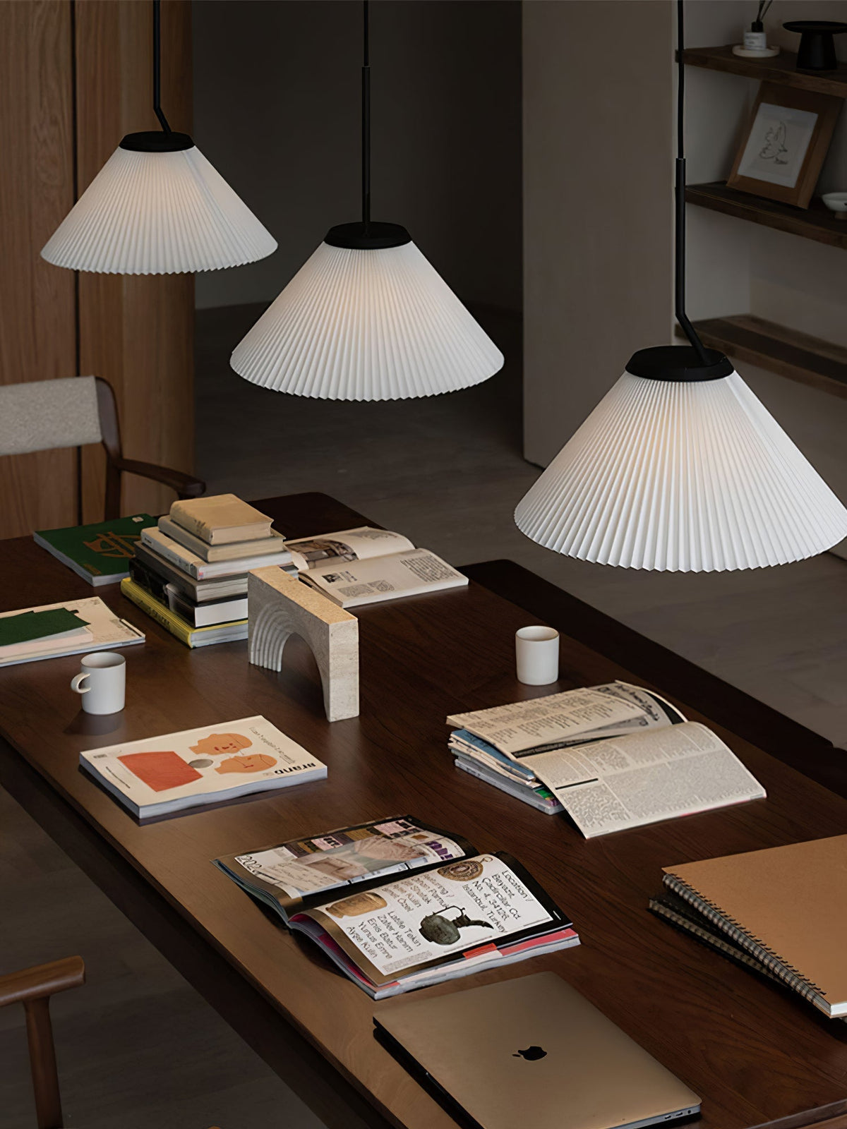 Knell Lampe Pendante en Métal Noir Plastique Plissée Minimaliste Moderne - Neutralighting