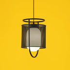 Solara Suspension Cylindre en Maille Accent en Laiton Industriel - Neutralighting