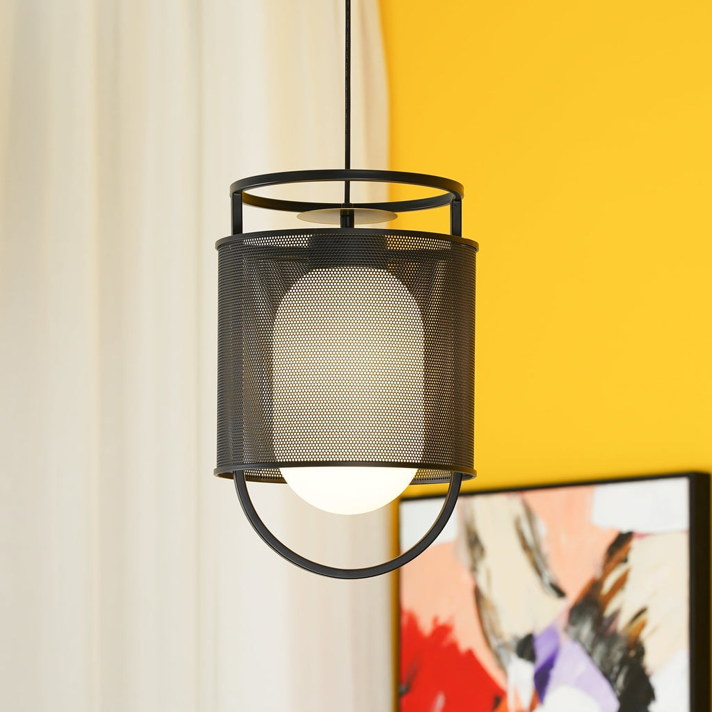 Solara Suspension Cylindre en Maille Accent en Laiton Industriel - Neutralighting