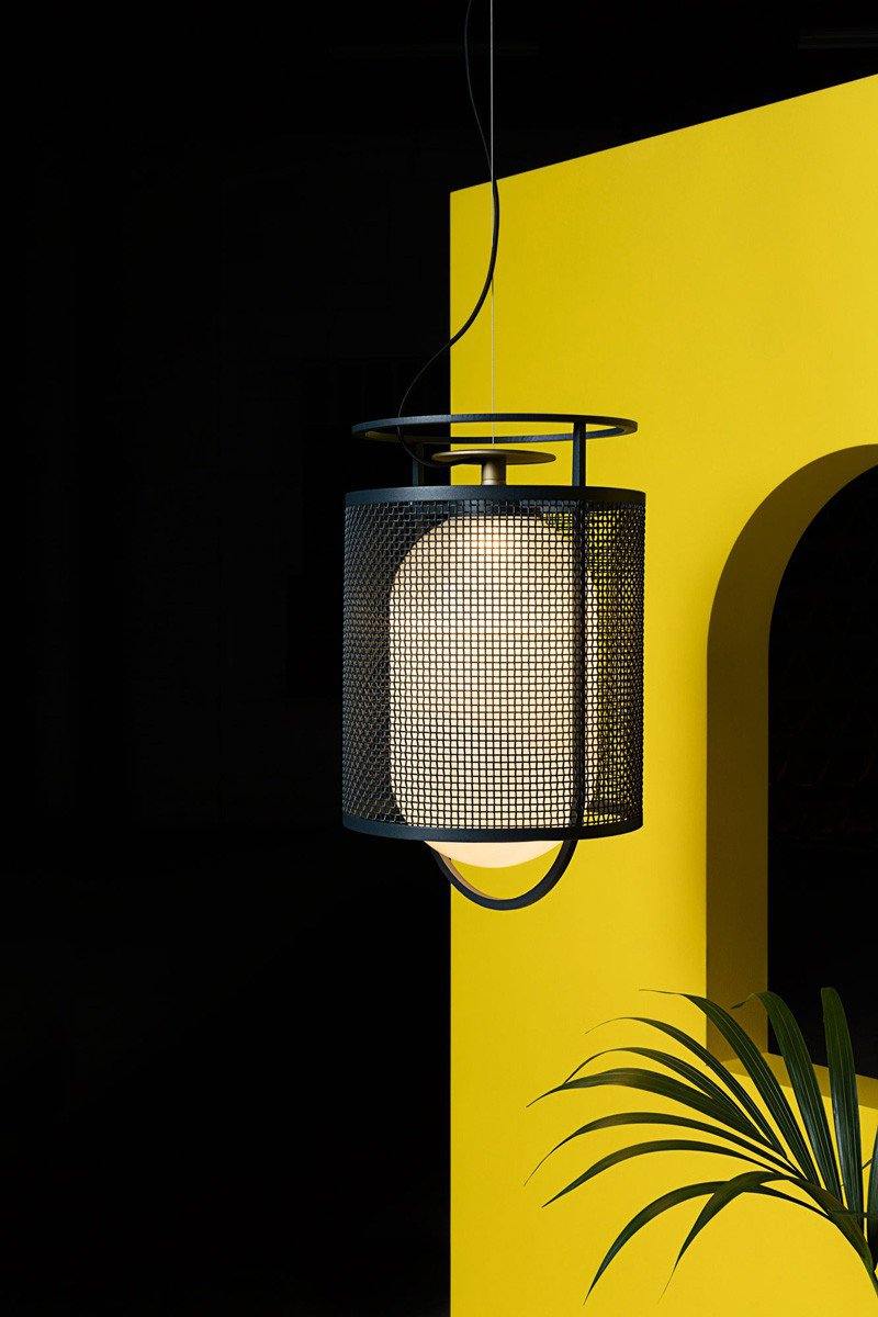 Solara Suspension Cylindre en Maille Accent en Laiton Industriel - Neutralighting
