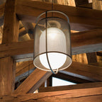 Solara Suspension Cylindre en Maille Accent en Laiton Industriel - Neutralighting