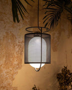Solara Suspension Cylindre en Maille Accent en Laiton Industriel - Neutralighting
