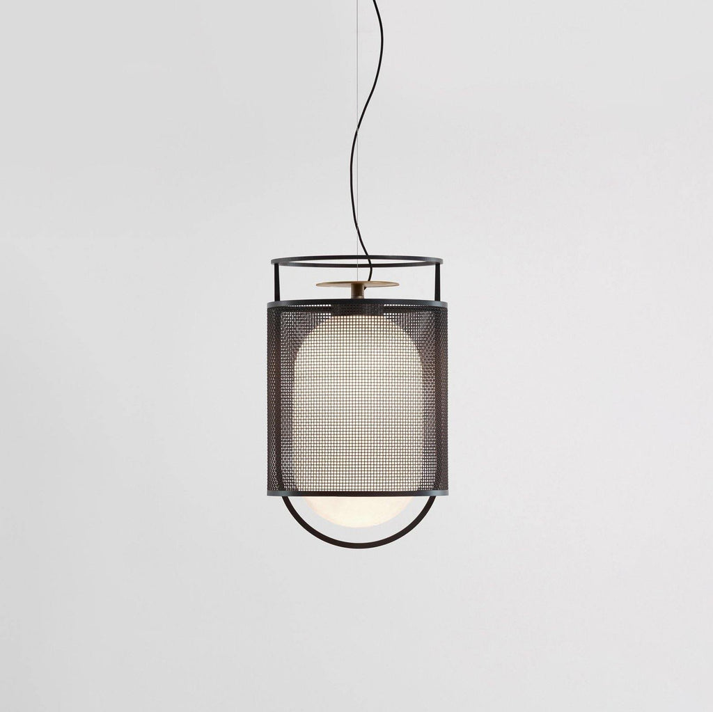 Solara Suspension Cylindre en Maille Accent en Laiton Industriel - Neutralighting