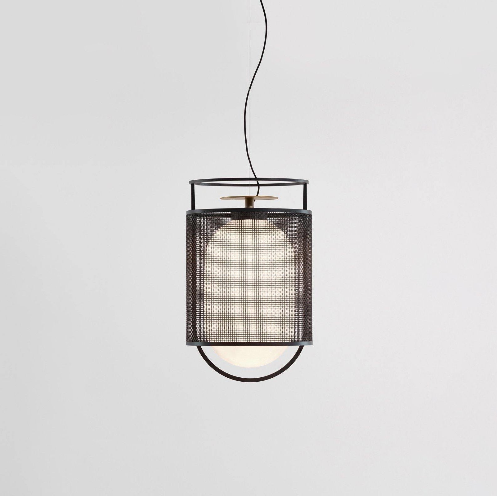 Solara Suspension Cylindre en Maille Accent en Laiton Industriel - Neutralighting