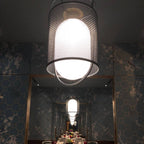 Solara Suspension Cylindre en Maille Accent en Laiton Industriel - Neutralighting