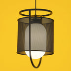 Solara Suspension Cylindre en Maille Accent en Laiton Industriel - Neutralighting