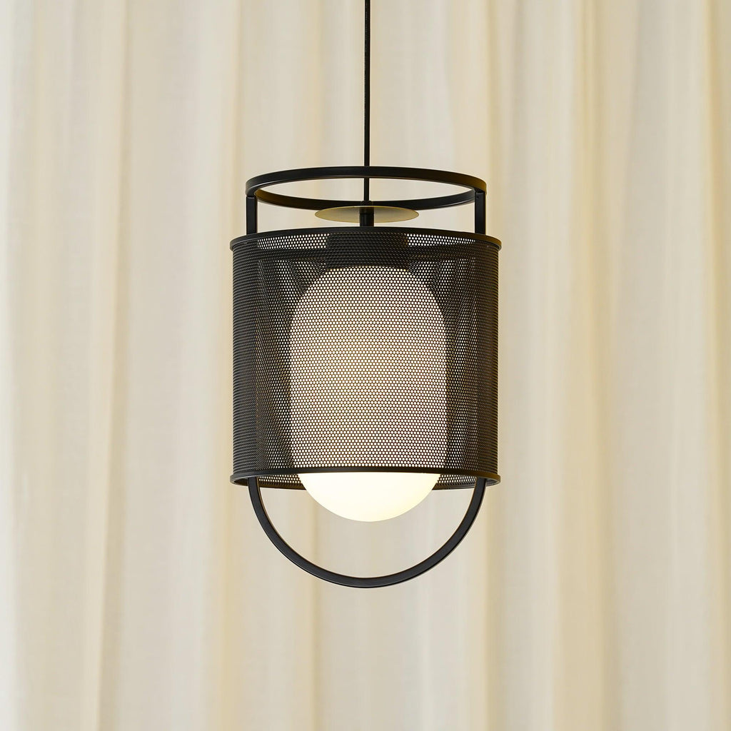 Solara Suspension Cylindre en Maille Accent en Laiton Industriel - Neutralighting